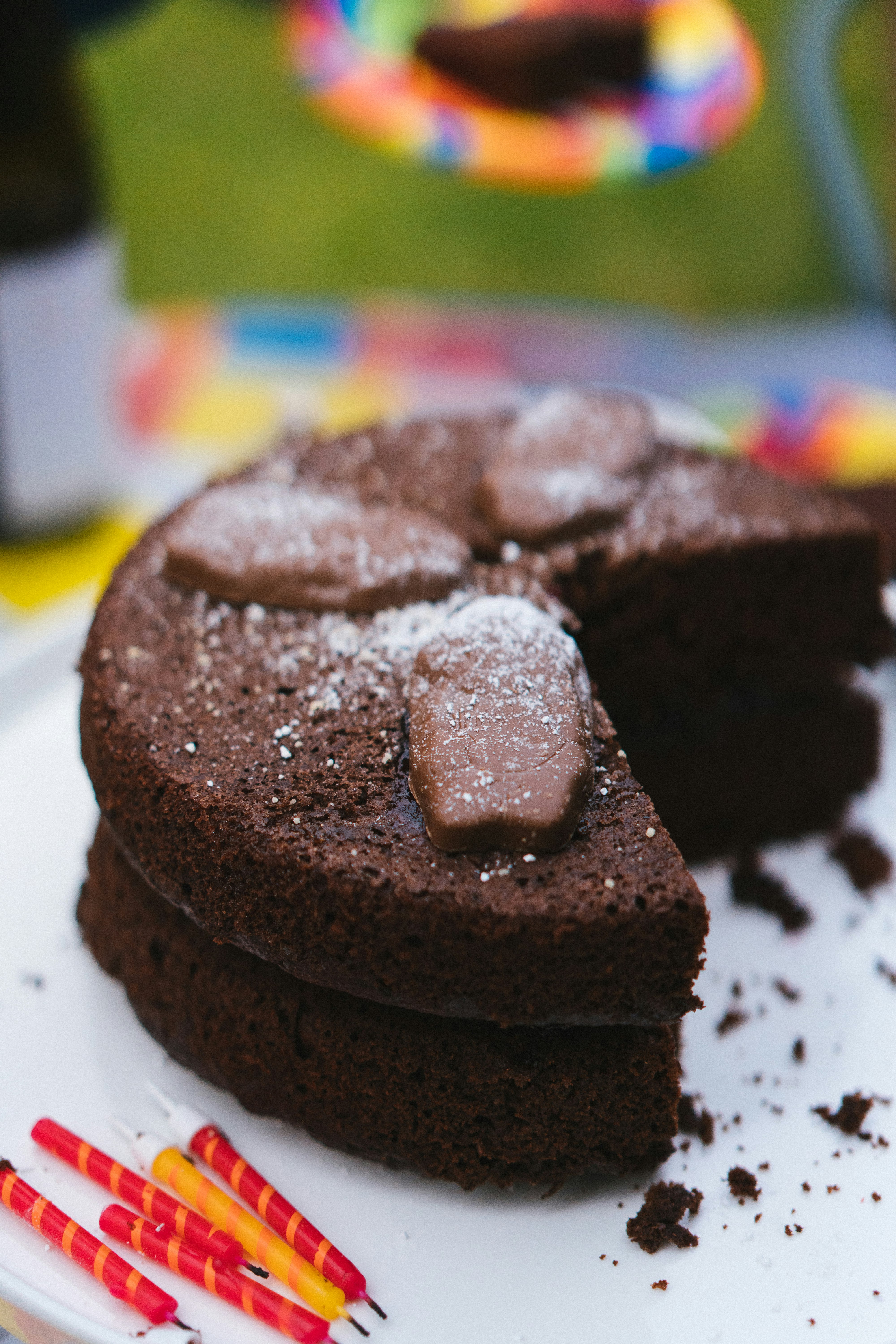 chocolate cake on white plate